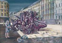 Kurt Dornis: Alter Brunnen,1973, Mischtechnik auf Hartfaser, 58 x 84 cm