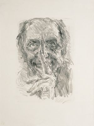 Selbstbildnis mit erhobenem Finger, 1975, Bernhard Heisig