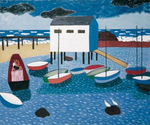 Hafen mit Boothaus, 1999, Gudrun Petersdorff