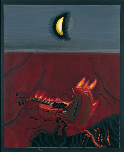 Brennende Gitarre und Mond, 1975, Wolfgang Mattheuer