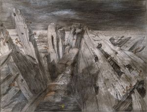 Wrack im Watt, 1990, Günter Richter