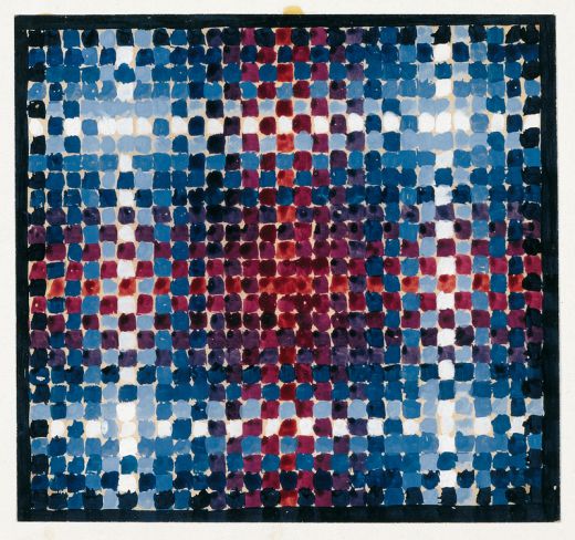 Flechtbild mit rotem Zentrum, 1976, Roland Meinel