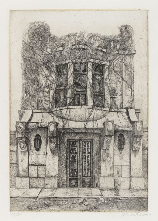 Villa von Schmarotzerpflanzen überwuchert, 1989, Günter Richter