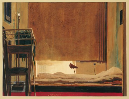 Interieur mit braunem Vorhang, 1991, Axel Krause