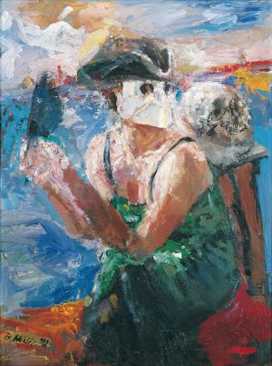 Dame mit Fächer und Maske, 1992, Bernhard Heisig