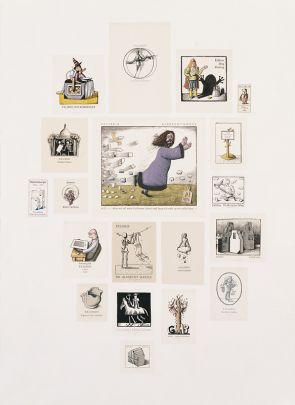 Tableau mit 19 Exlibris, Egbert Herfurth