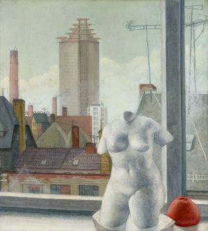 Blick vom Atelierfenster (mit Universitätshochhaus), 1971, Inge Wunderlich