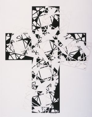 Schwarzes Kreuz auf weißem Grund, 1995, Harry Müller