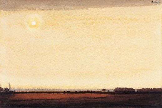 Gegenlichthimmel über dunklem Feld, 1988, Hans-Peter Hund
