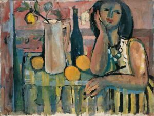 Frau am Tisch sitzend, 1956, Heinz Müller