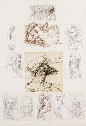 Skizzenblatt (12 Skizzen), 1993, Frank Ruddigkeit